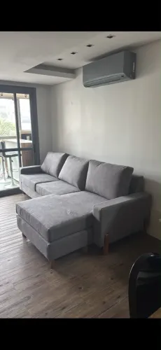 Sofá cama 3 lugares cinza boucle 2,76cm