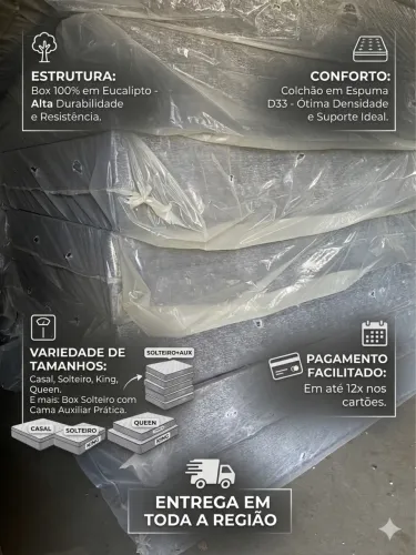 Box Sommier 100% eucalipto em até 12x nos cartões entrega em toda região 