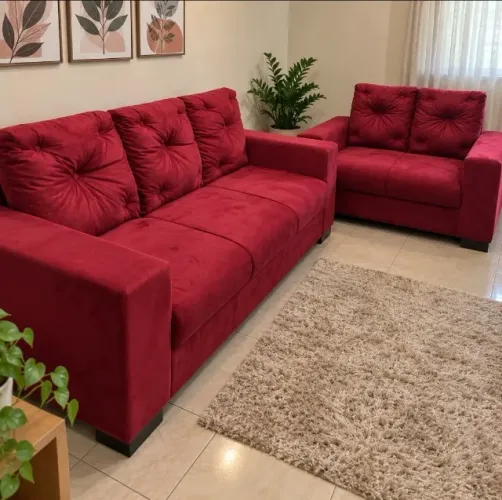 Sofá 2 e 3 Lugares Com Molas Espirais (Produto Novo)