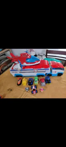 Kit Patrulha Canina c Caminhão Gigante 70cm eletrônico+ avião elétronico +7carros +2person