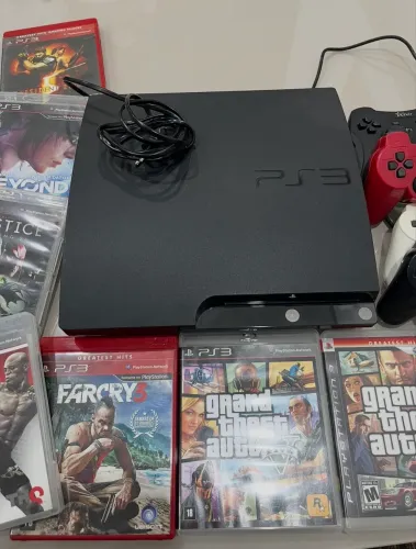 Kit Completo PS3 Slim + 4 Controles + 12 Super Jogos