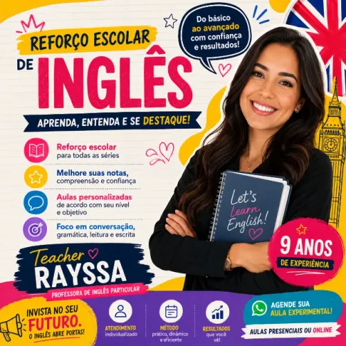 Professora de Inglês Online/ Explicadora de Inglês/ Reforça escolar de Inglês