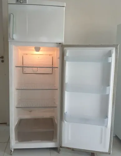 Geladeira muito boa fucionando tudo perfeitamente.  Única dona 