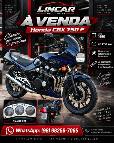 Honda CBX 750F ano 1990 com apenas 40 mil rodados.