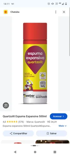 Espuma Expansiva Quartzolit 500 ml