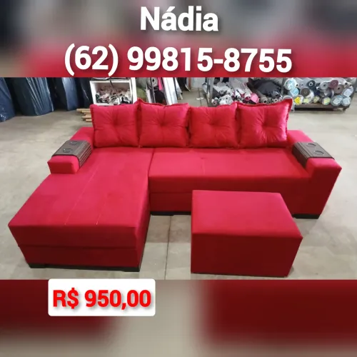 Sofá vermelho com chaise