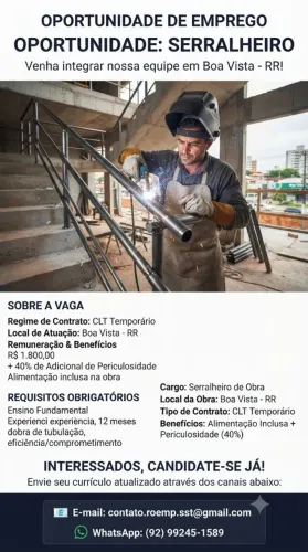 Vagas de emprego para serralheiro