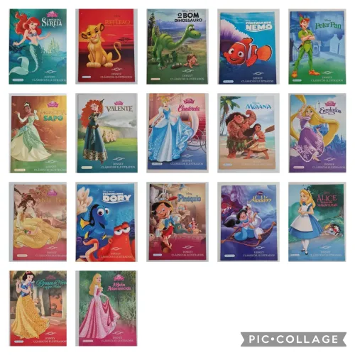 Coleção Disney Clássicos Ilustrados com 17 Livros