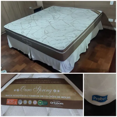 Colchão, box e saia decorativa