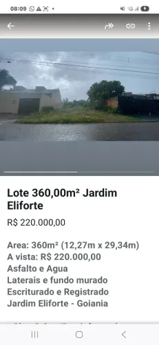 lote no setor eliforte-Goiânia