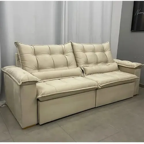 Sofá Nigeria 250cm em Veludo 4 Lugares Retrátil e Reclinável/ frete grátis