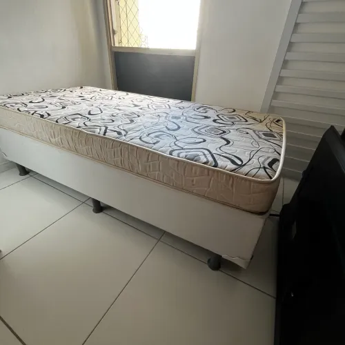 Cama Box Solteiro Ortobom Base em Courino com Colchão 