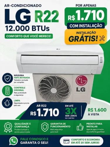 LG 12.000 BTUs - R$ 1.710 com instalação GRÁTIS!
