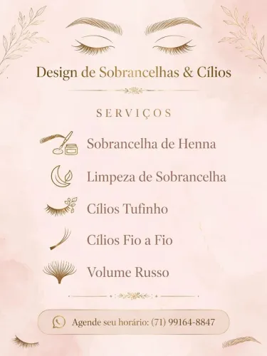 Trabalho com cílios e sobrancelhas.