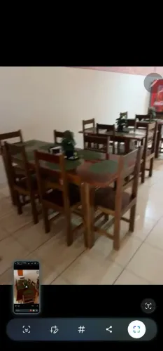 Mesa de 6 lugares + 6 cadeiras de madeira de lei (angelim)