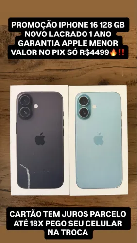 iPhone 16 128 gb novo lacrado 1 ano garantia Apple + NF