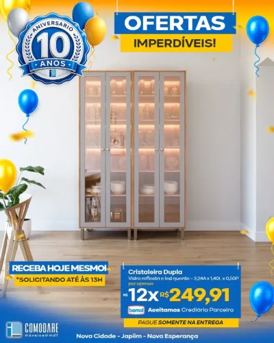 Cristaleira Dupla com Vidro Reflecta e LED Quente
