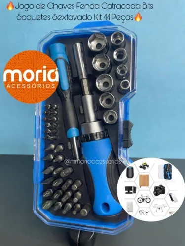 Kit Chave Catraca Bits Soquetes Sextavado 44 Peças