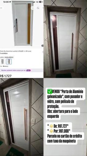 Vendo porta de alumínio galvanizada
