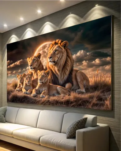 Quadro Decorativo Leão 100x200 Canvas 