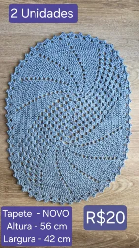 Tapete de crochê azul bebê azul claro pronta entrega