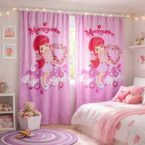 Cortina Infantil Moranguinho 2,90 X 2,20m Promoção