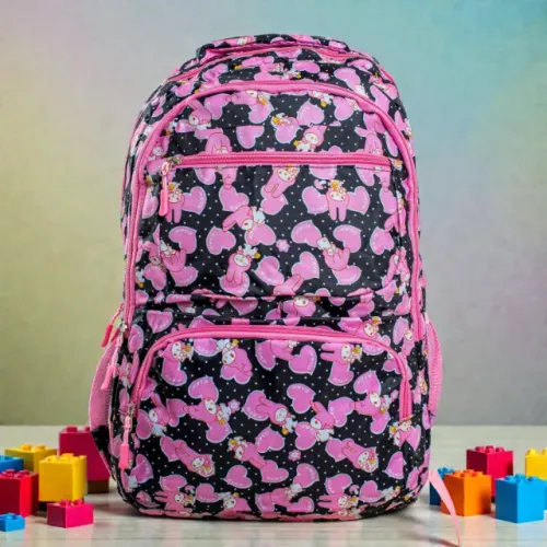 Mochila, de Costas, em Nylon, Feminina, Juvenil, Estampada, Grande.
