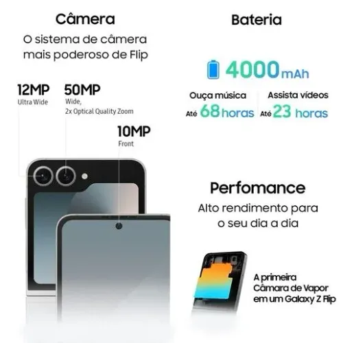 Galaxy z flip6 256gb 12gb ram lacrado cinza