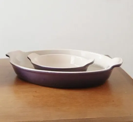 Set Travessas Ovais Roxas Cabeça de Leão Le Creuset