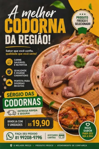 Vendo codorna abatida faça seu pedido tenho a pronta entrega 