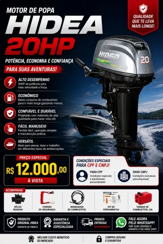 Motor de Popa Hidea 20hp - 2T