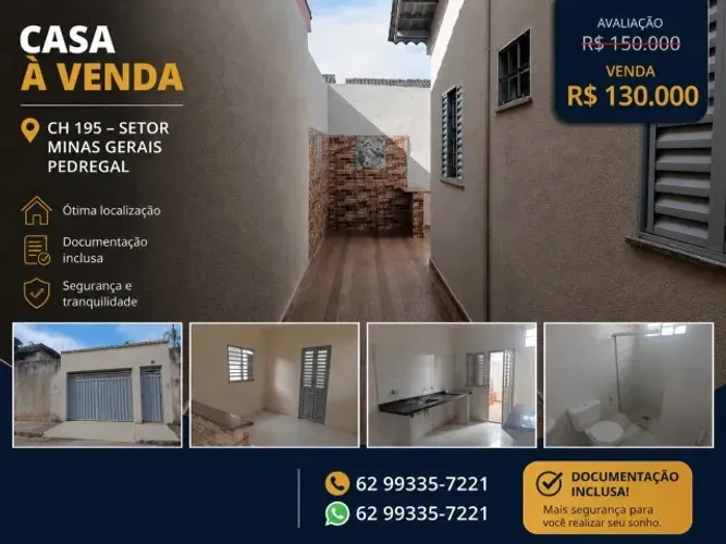 Linda casa Chácara 195 - Setor Minas Gerais - Pedregal - Novo Gama (aceita financiamento)
