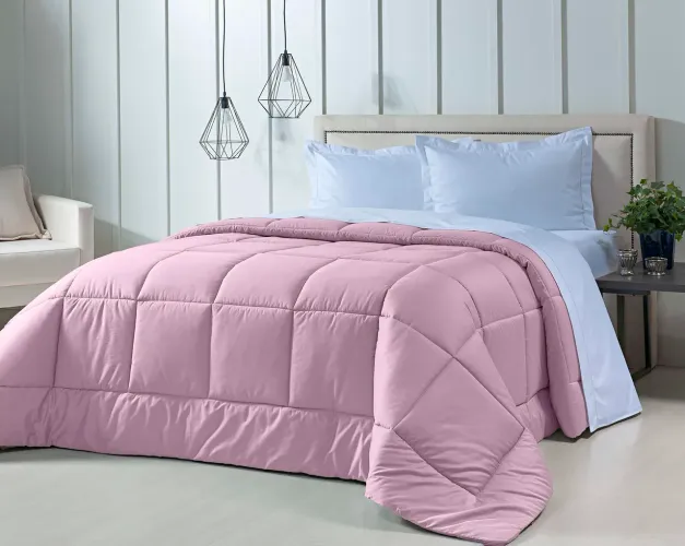 Edredom Super King Essencials Percal 400 Fios Egípcios, Matelassado, Rosa - Ruth Sanches