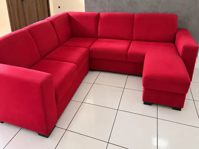 ? Sofá em L vermelho - excelente estado