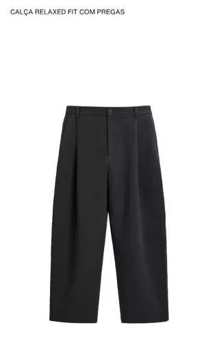 CALÇA RELAXED FIT COM PREGAS ZARA