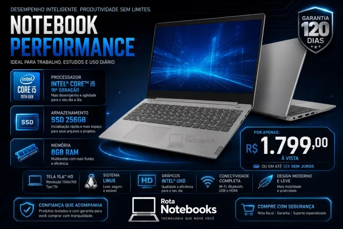 Notebook Lenovo i5 10 the SSD 256 todo perfeito revisado um foguete aceitamos cartão 