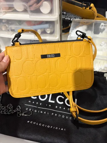 Bolsa colcci original, couro, cor amarela