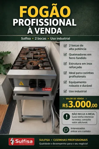 Fogão Industrial Sulfisa 2 Bocas Inox Profissional