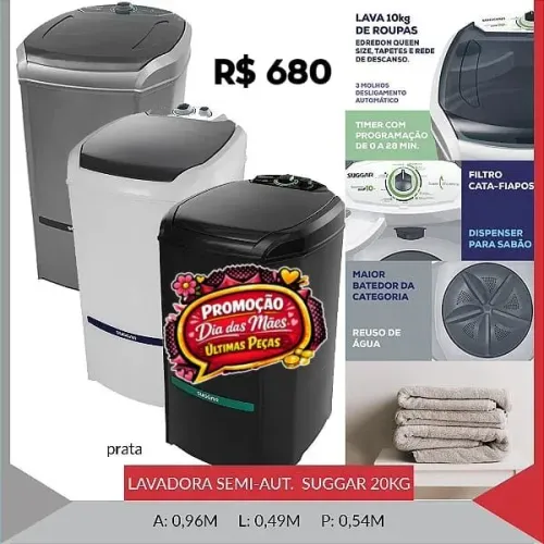 Lavadora semi-automática suggar 20 kg