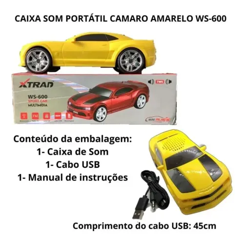 Caixa de som Bluetooth camaro amarelo ws-600