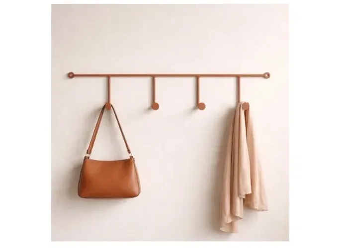 Cabideiro de Parede Organizador Multifuncional em Aço, Preto, Suporta até 5kg, com Ganchos