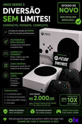 Xbox Series S + 2 controles Originais + EA FC 26 - Estado de novo
