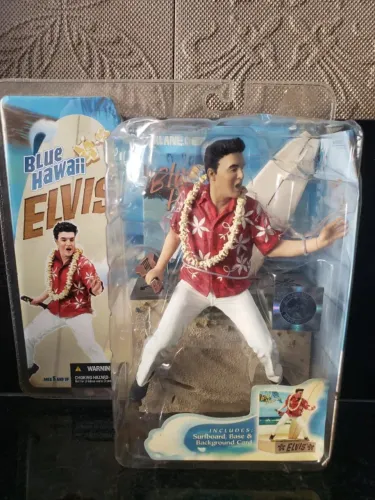 Boneco de ação Elvis Presley azul havaiano boneca colecionável McFarlane brinquedos 2006 N