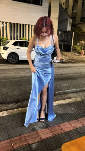 Vestido Esporte Fino Azul Tamanho M