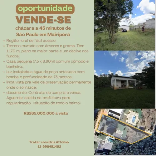 Vende-se terreno em Mairiporã bem localizado 45 minutos de SP