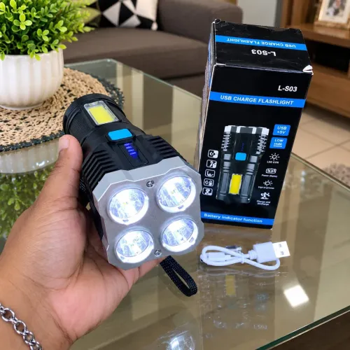 Lanterna LED Recarregável USB com 4 LEDs