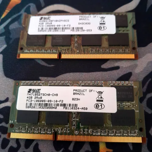 Kit Memória RAM Notebook 8GB DDR3 (2 Pentes de 4GB Smart) - Perfeito Estado