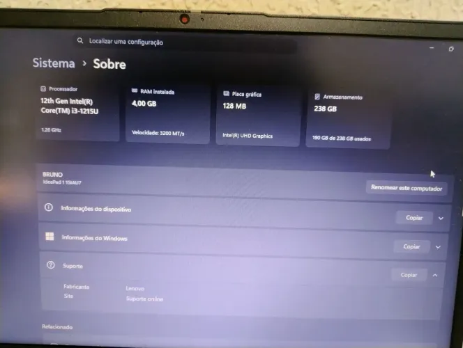 Notebook Lenovo IdeaPad 1 15IAU7