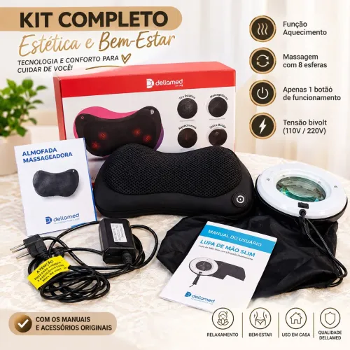 Kit Estética Profissional: Lupa de Wood Slim + Massageador Dellamed (Na Caixa)