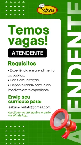 Vaga de Atendente em restaurante no Centro de Fortaleza